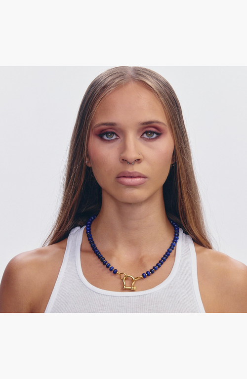 Shop Spicy Dan Levi Blue Lapis Gold Plated Necklace In Blue