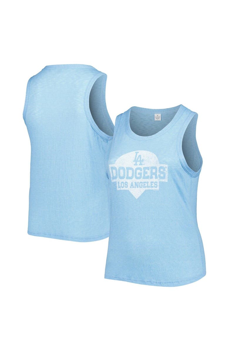 SOFT AS A GRAPE Women's Soft as a Grape Royal Los Angeles Dodgers Plus Size High Neck Tri-Blend Tank Top, Main, color, Royal