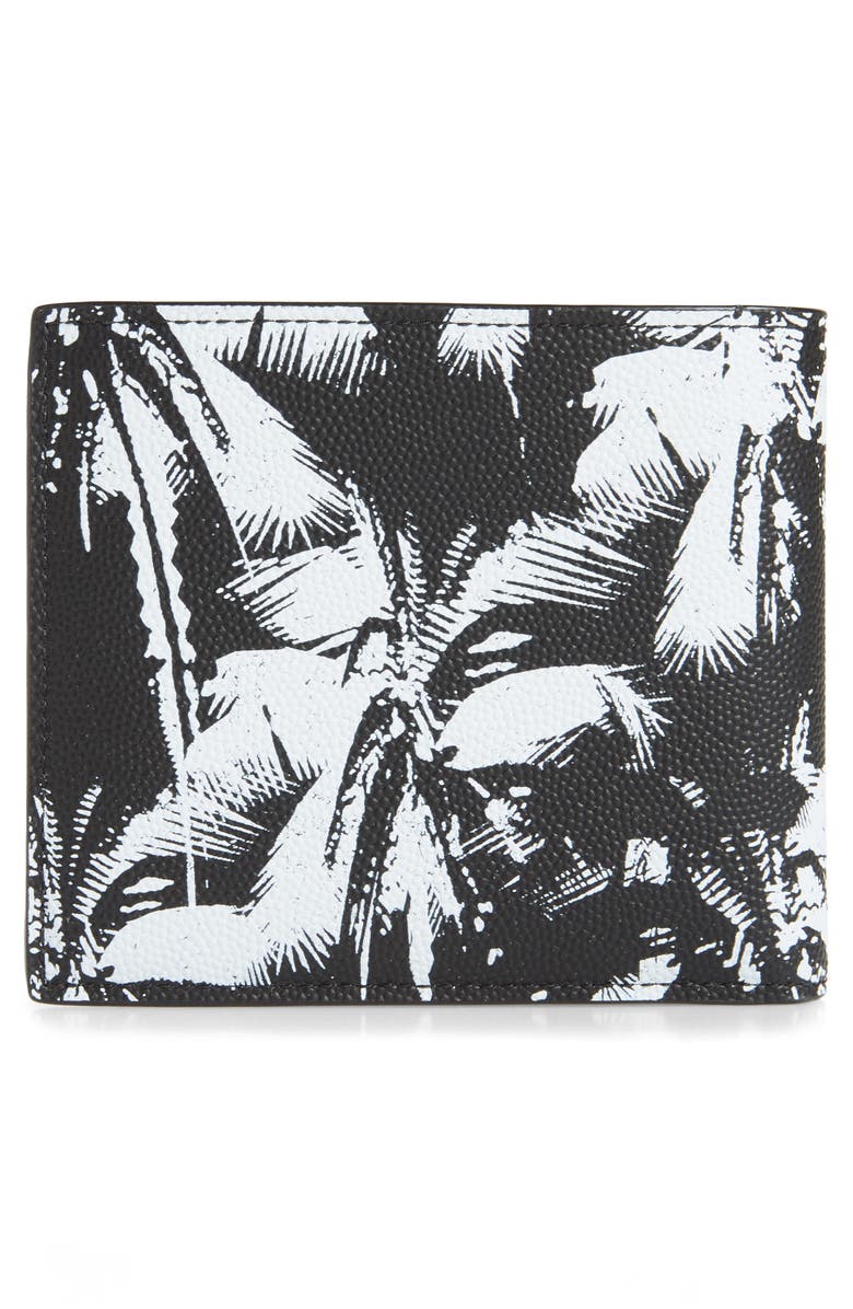 Saint Laurent Palm Leaf Leather Wallet, Alternate, color,
