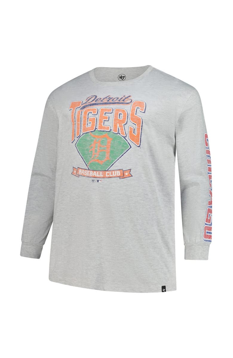 '47 Men's '47 Gray Detroit Tigers Big & Tall Distressed Franklin Long Sleeve T-Shirt, Alternate, color, Gray