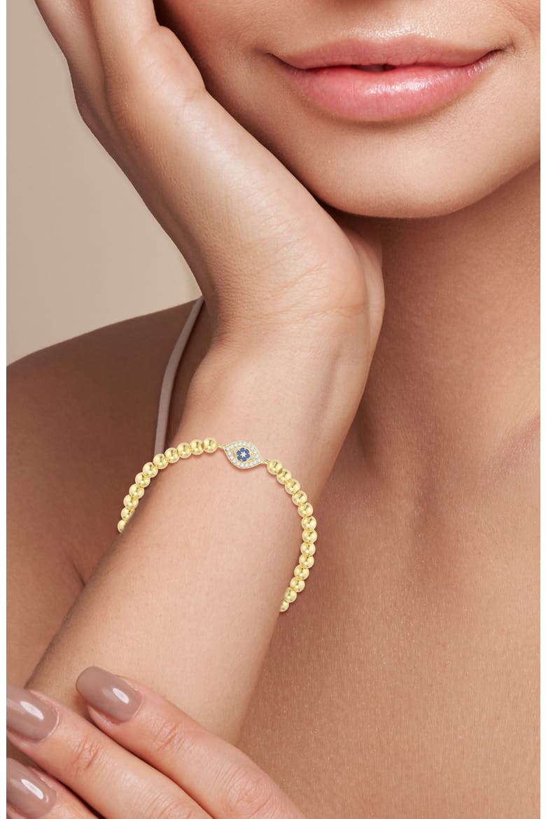 Evil Eye Stretch Bracelet, Alternate, color, GOLD