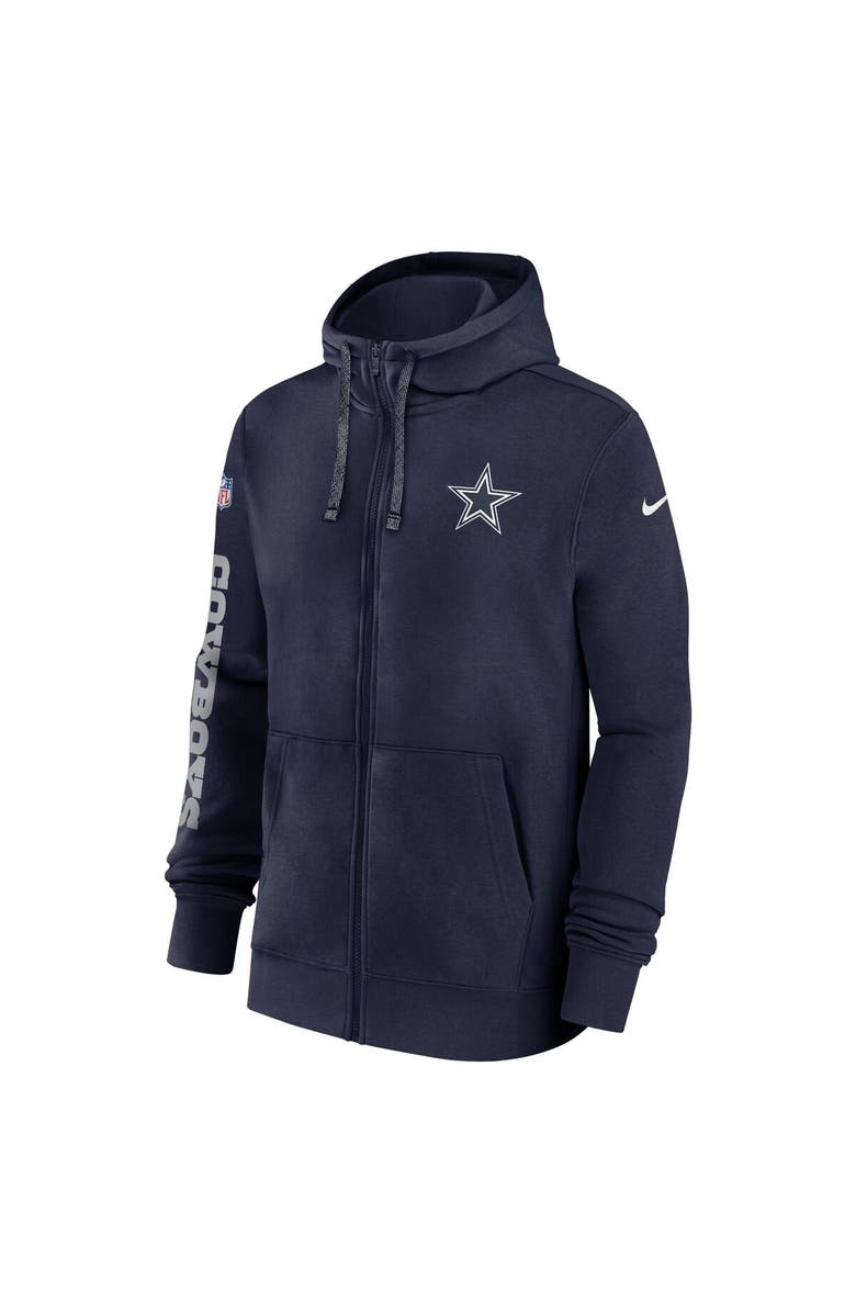 Nike Men's Nike Navy Dallas Cowboys 2024 Sideline Club Full-Zip Hoodie, Alternate, color, 
