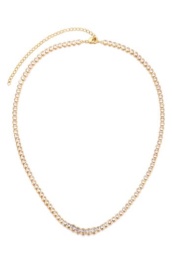 Adornia Bezel Crystal Tennis Necklace In Gold