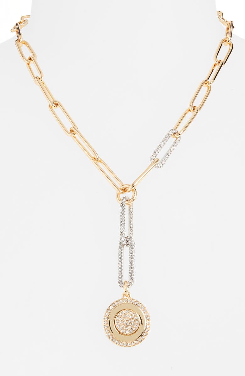 Vince Camuto Disc Pendant Y-Necklace, Main, color,