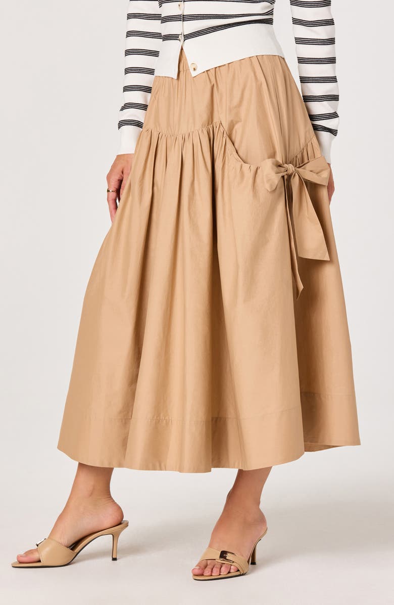 ASTR the Label Lylah Bow Detail Cotton Skirt, Main, color, Khaki