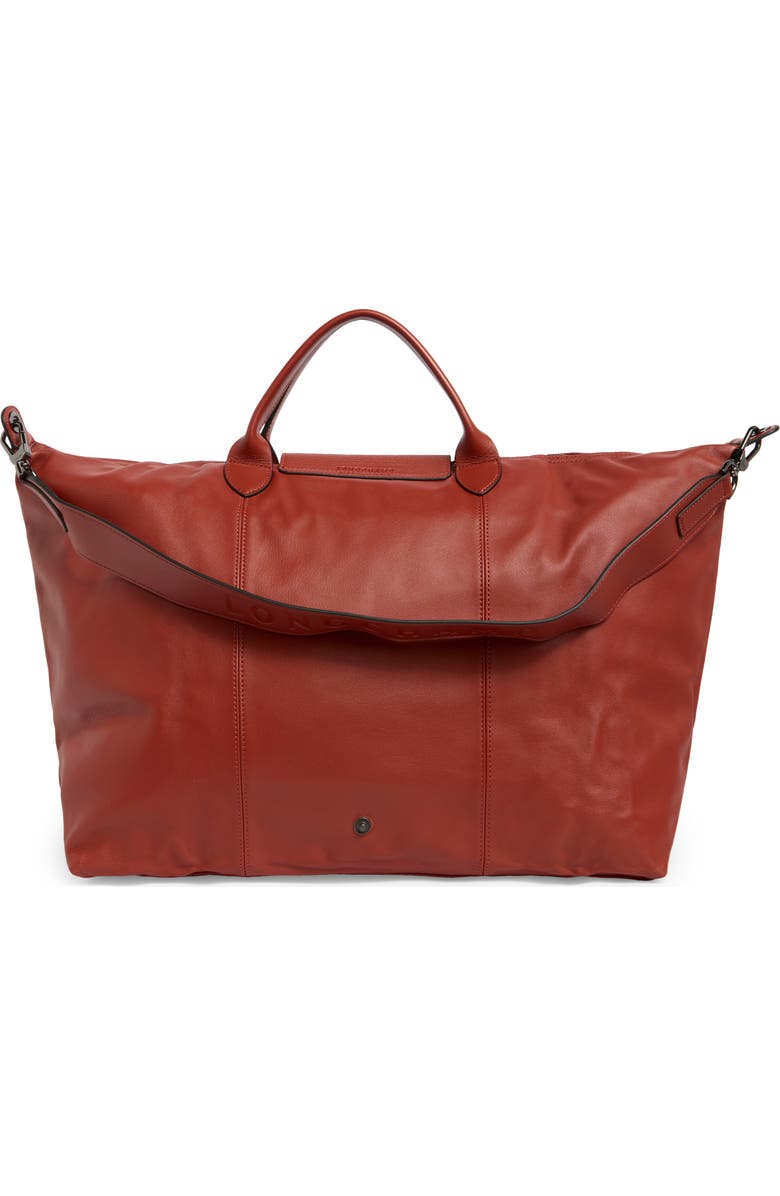 Longchamp Le Pliage Leather Travel Bag, Alternate, color, Sienna