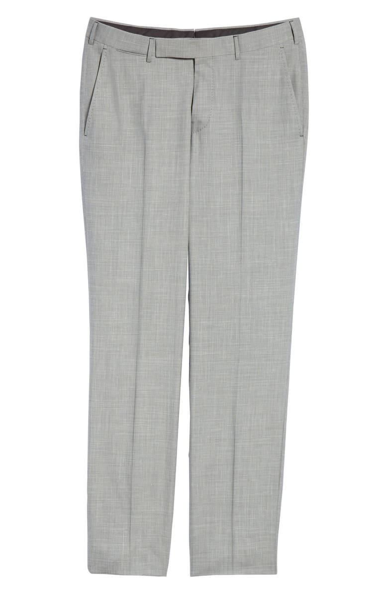 ZEGNA Ermenegildo Zegna Trofeo Flat Front Solid Wool Blend Dress Pants, Alternate, color,