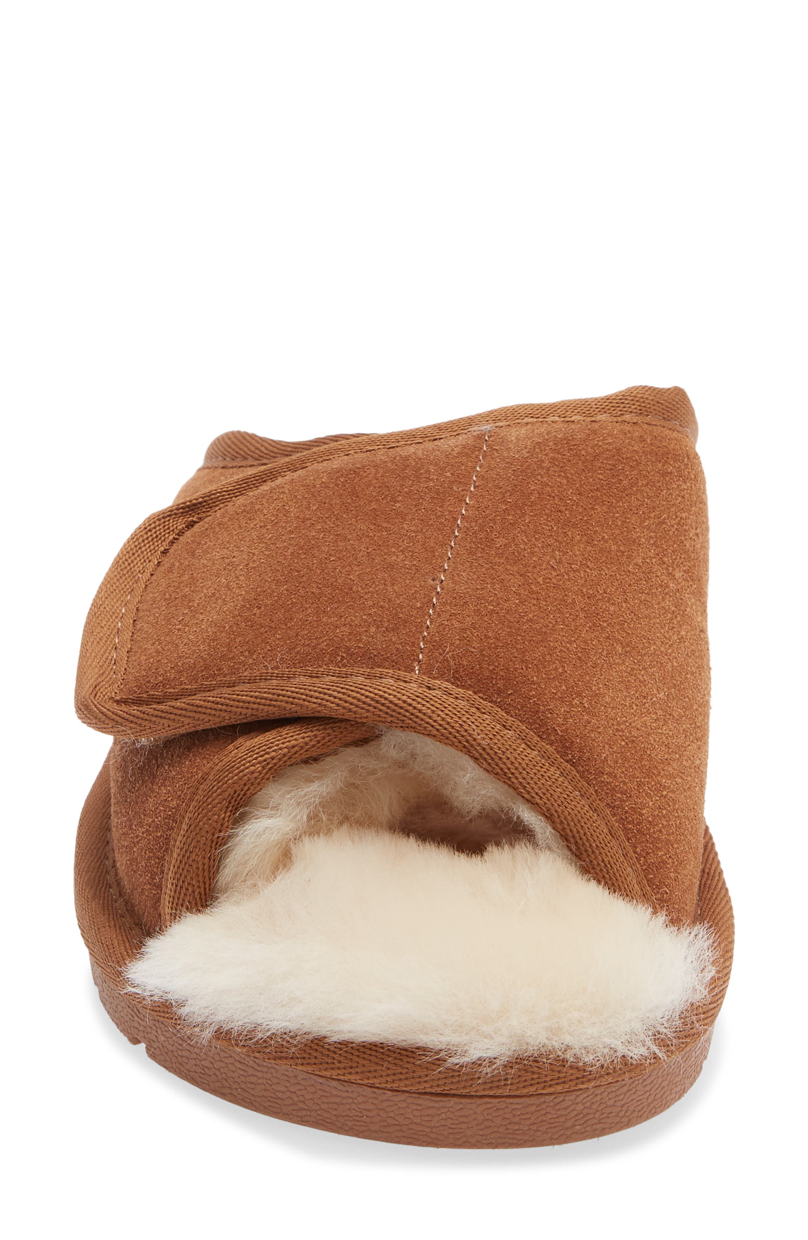Ladies Wrap Leather Slipper, Alternate, color, CHESTNUT