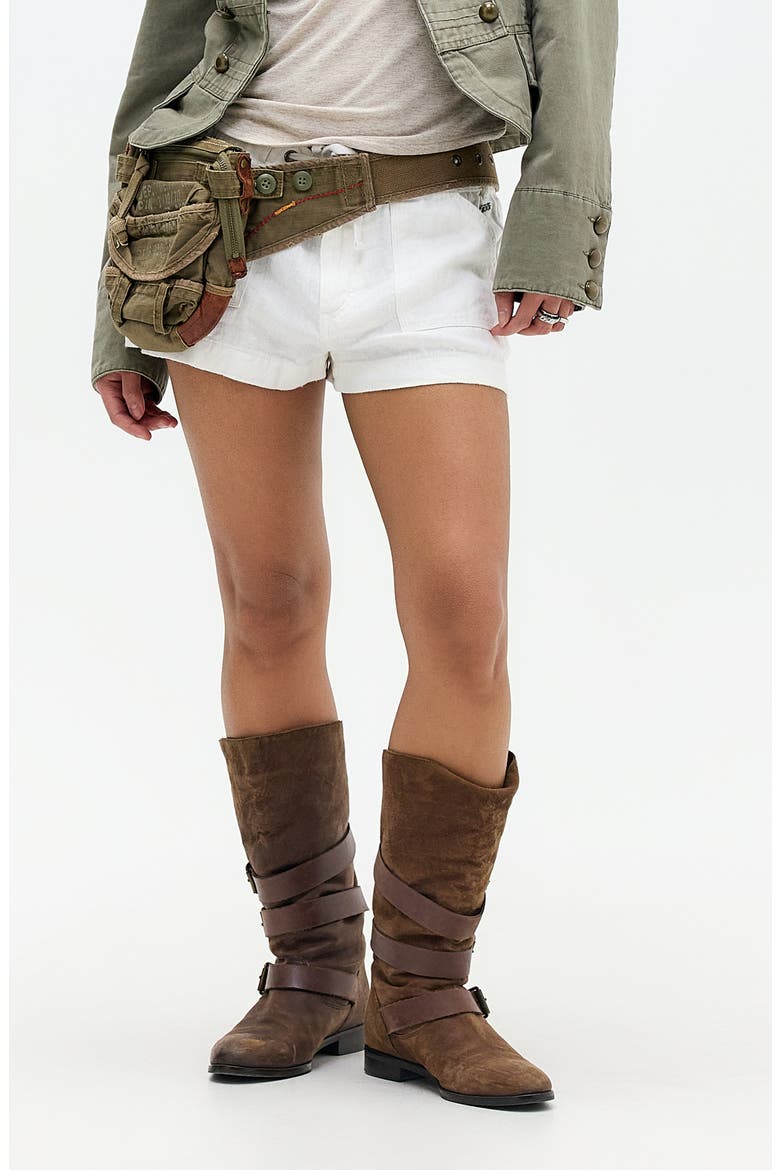 Linen & Cotton Drawstring Shorts, Main, color, WHITE