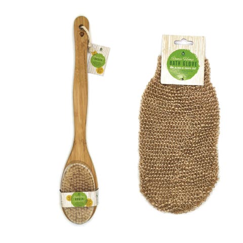 Eco-Friendly Glow Set Bath Brush & Sisal Hemp Gloves