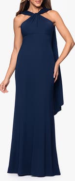 Xscape Evenings Scarf Detail Halter Neck Gown