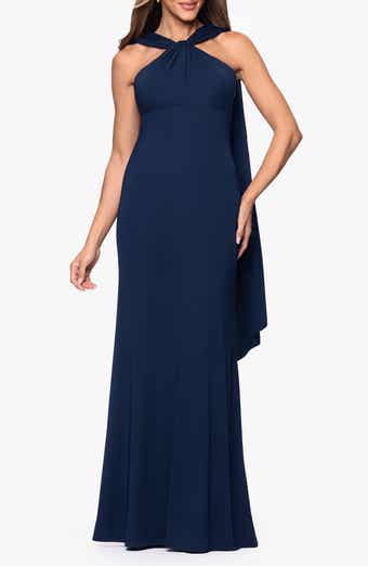 Scarf Detail Halter Neck Gown