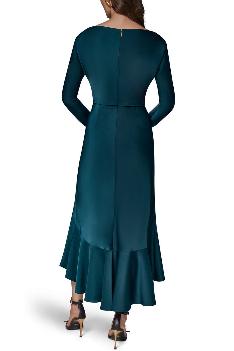 Long Sleeve Ruffle Hem High-Low Dress, Alternate, color, HUDSON