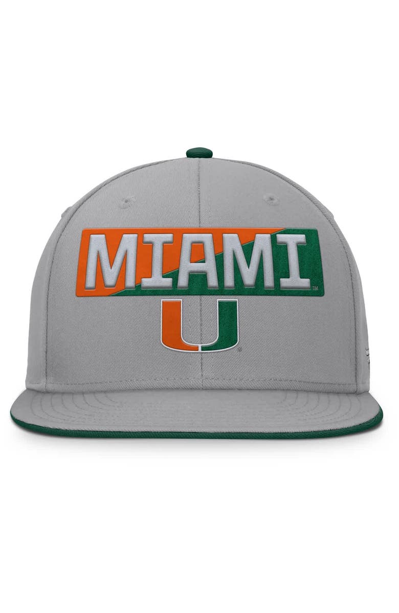 FANATICS Men's Fanatics Gray Miami Hurricanes Duo Snapback Hat, Alternate, color, 