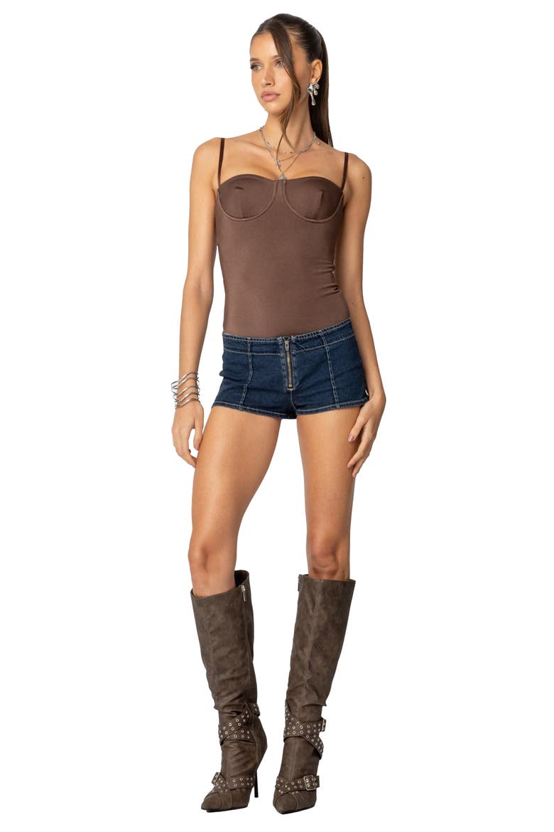 Laurel Bustier Bodysuit, Alternate, color, BROWN