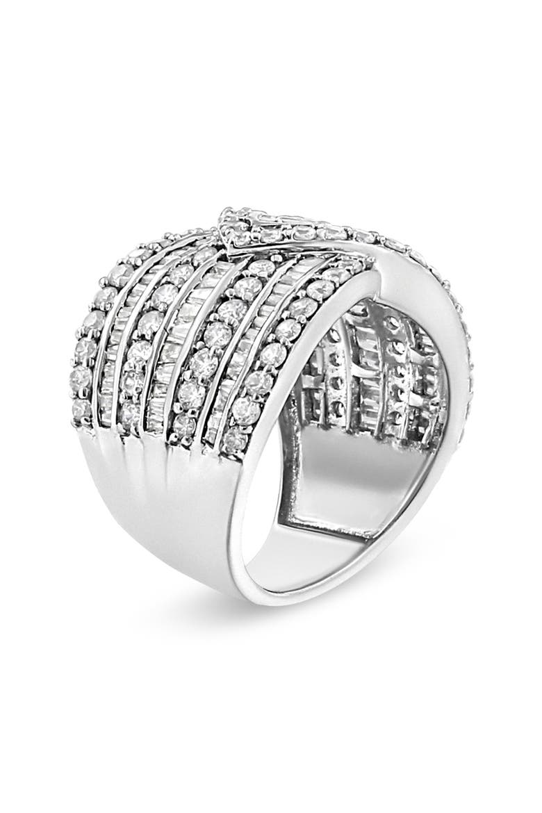 .925 Sterling Silver 2 3/8 Cttw Diamond Multi Row Overlay Band Ring, Alternate, color, Silver