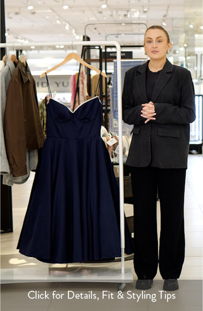 Mademoiselle Sleeveless Satin Tulle Midi Dress, sales video thumbnail