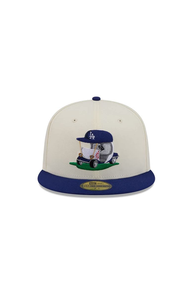 Men's New Era  Cream/Royal Los Angeles Dodgers Bullpen Cart 59FIFTY Fitted Hat, Alternate, color, Cream