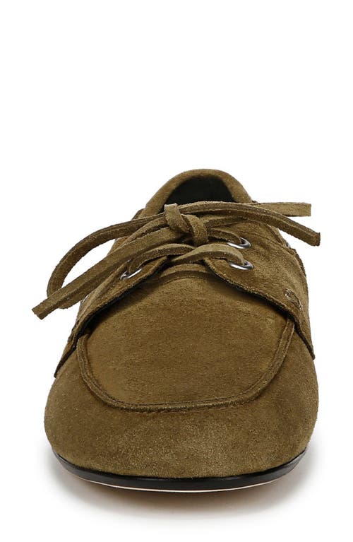 Vince Marin Suede Boat Loafers In Olive Wood