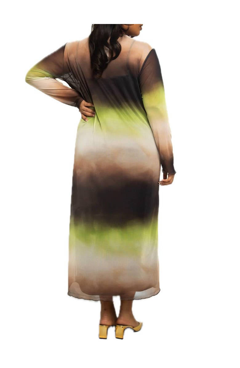 FASHION-SZN CURVE Flowy Ombre Print Midi Dress, Alternate, color, Brown