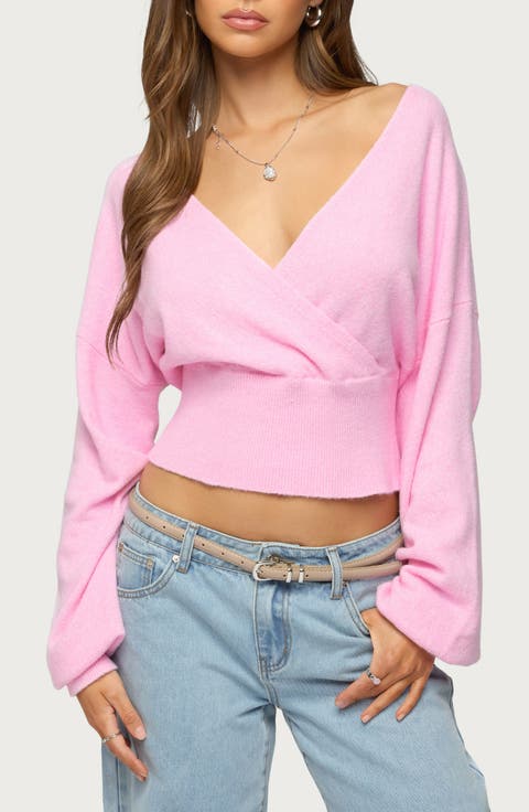 Lillia V-Neck Wrap Crop Sweater