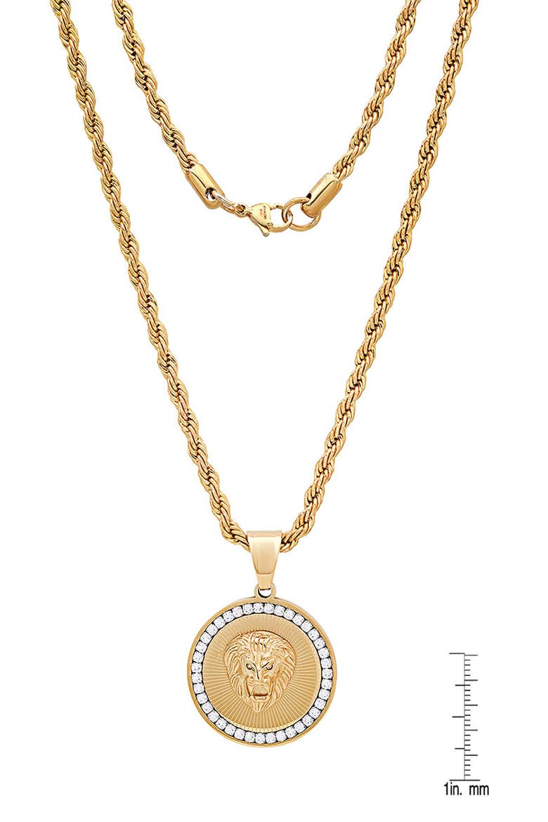 Men's 18k Gold Plated Lion Pendant Necklace, Alternate, color, GOLD