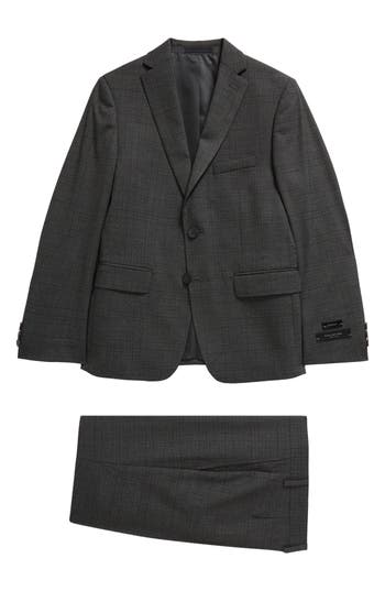 Andrew Marc Kids' Grey Check Suit In Gray