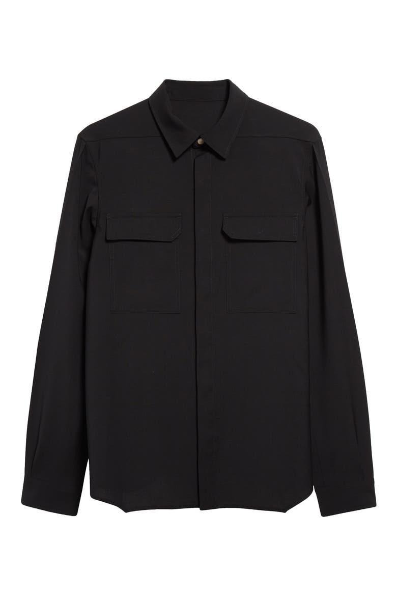 Rick Owens Strap Back Wool Snap-Up Shirt (Men) | Nordstrom