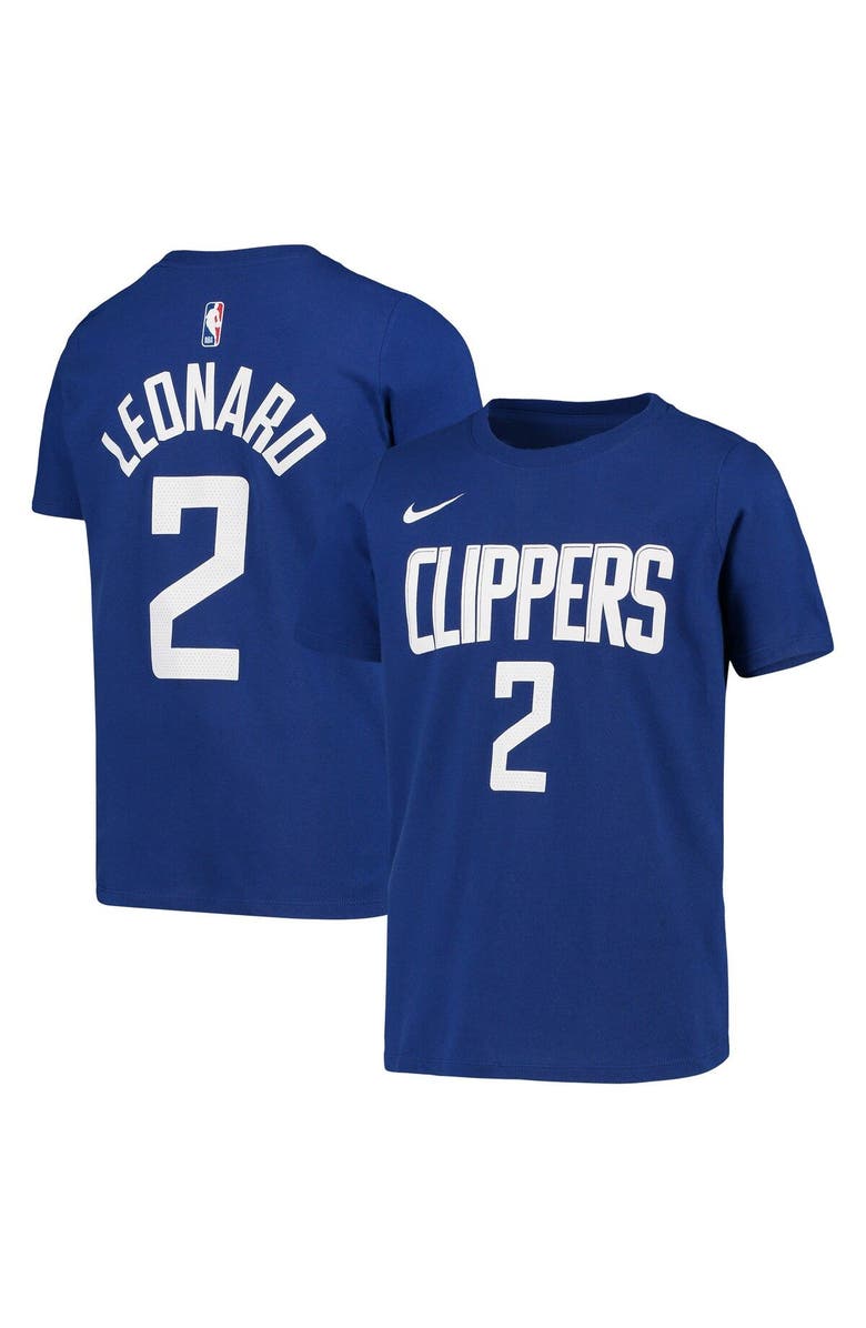 Nike Youth Nike Kawhi Leonard Blue LA Clippers Icon Edition Name & Number Performance T-Shirt, Main, color, Blue