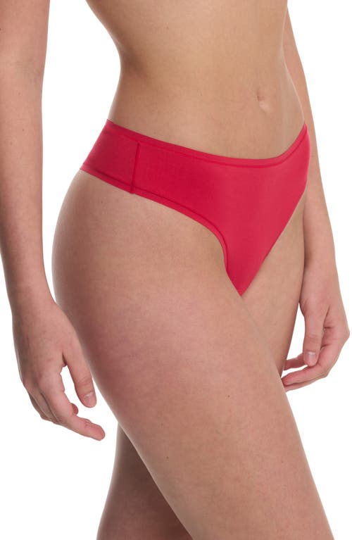 Natori Bliss Bare Stretch Cotton Thong In Red