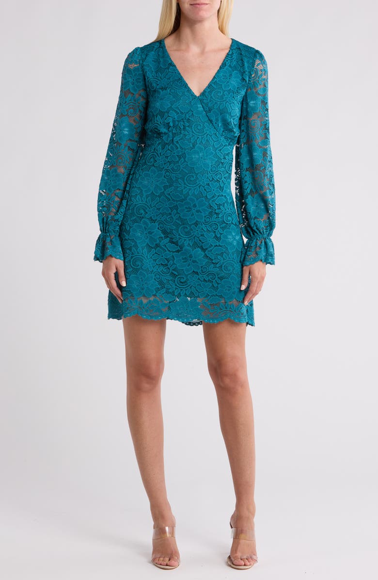WISHLIST Long Sleeve Lace Dress, Main, color, Turquoise