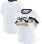 WEAR by Erin Andrews Women's WEAR by Erin Andrews White New Orleans Saints Cropped Center Stripe Dolman T-Shirt