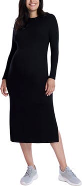 MOTHERHOOD MATERNITY Crew Neck Rib Knit Long Sleeve Column Dress