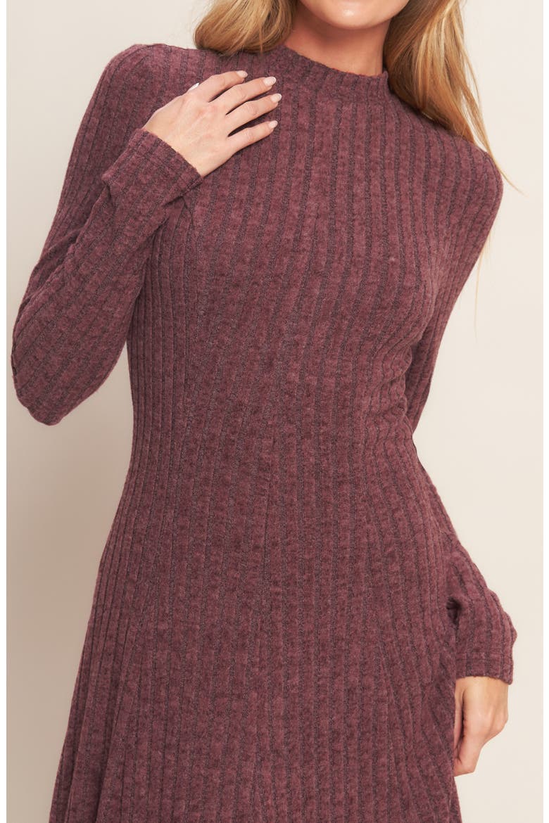 Ribbed Midi Dress, Alternate, color, WINE