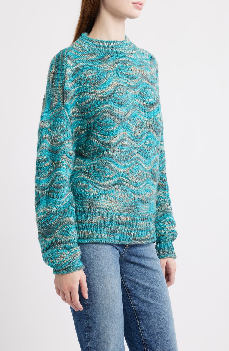 Treasure & Bond Space Dye Novelty Stitch Sweater, Alternate, color, Blue Melange