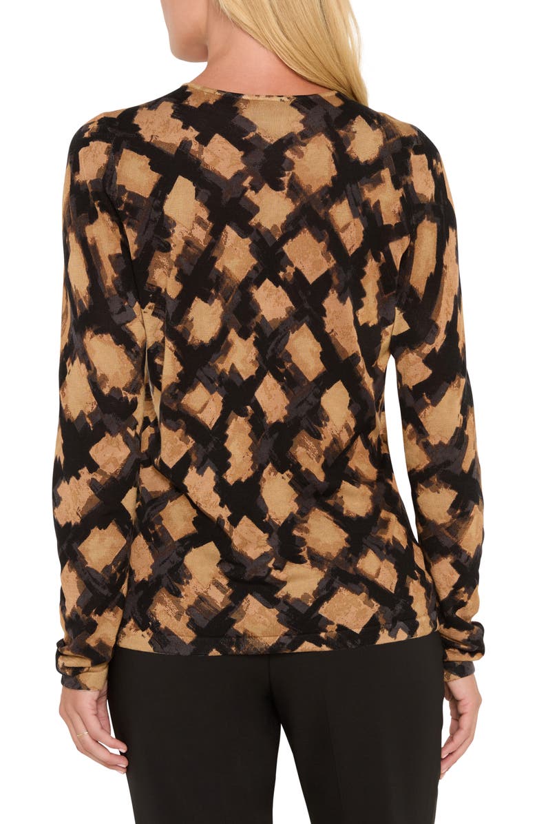 NIC+ZOE Glowy Check Cotton Blend Sweater, Alternate, color, Neutral Multi