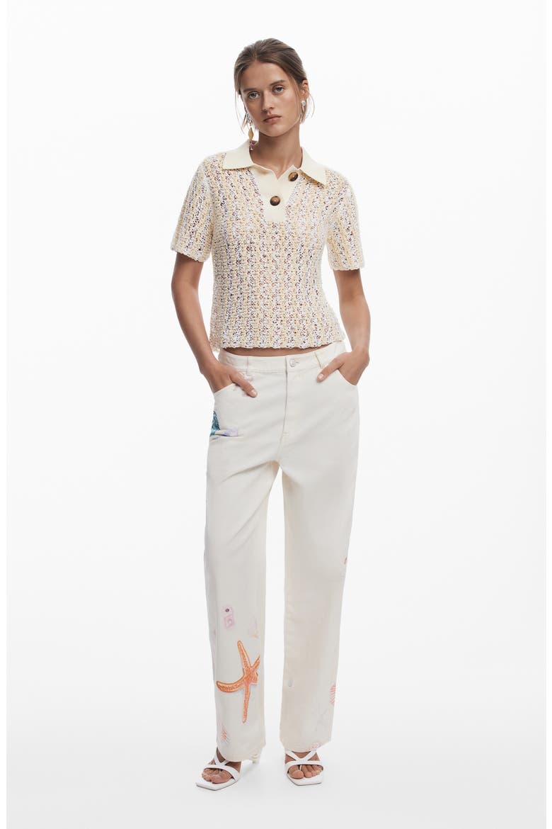 Mixed Print Jeans, Alternate, color, WHITE