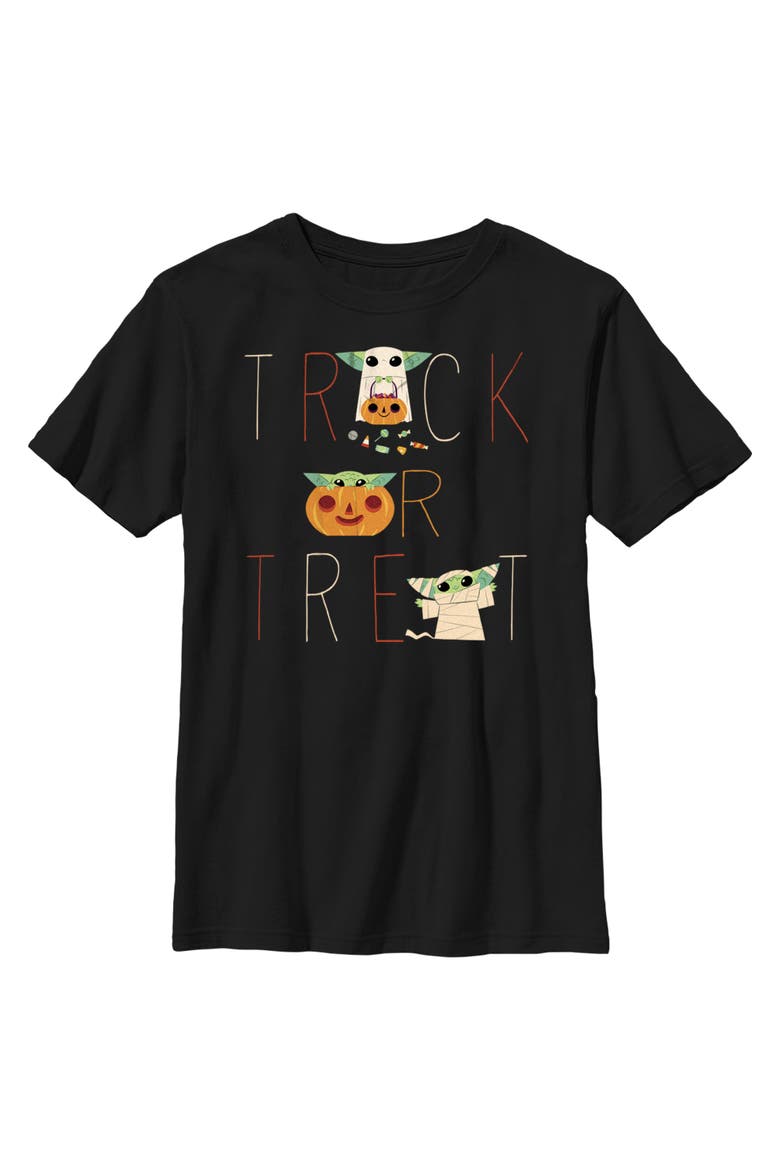 Boy's Star Wars The Mandalorian Halloween Grogu Trick or Treat T-Shirt, Main, color, Black
