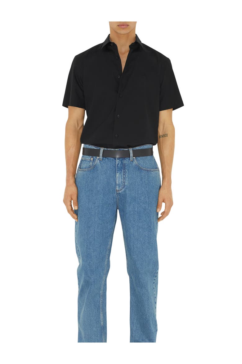 Slim Fit Stretch Cotton Shirt, Main, color, Black