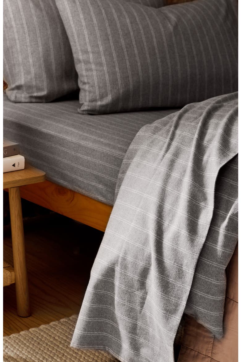 Flannel Stripe Brushed Cotton Sheet Set Bundles, Alternate, color, Silver