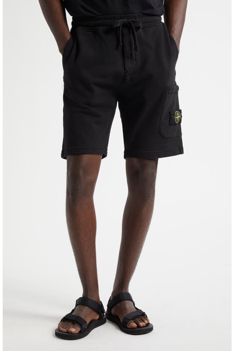 Cotton Fleece Cargo Bermuda Shorts, Main, color, V0029 BLACK