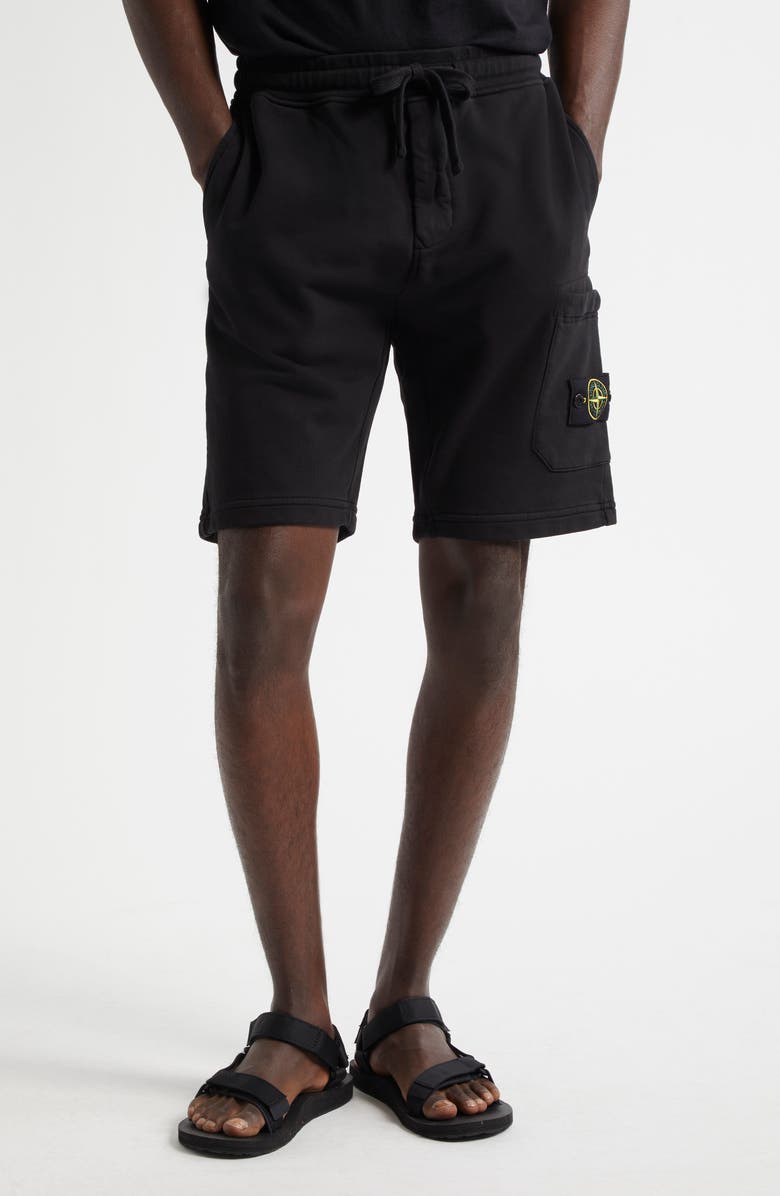 Stone Island Cotton Fleece Cargo Bermuda Shorts, Main, color, V0029 Black
