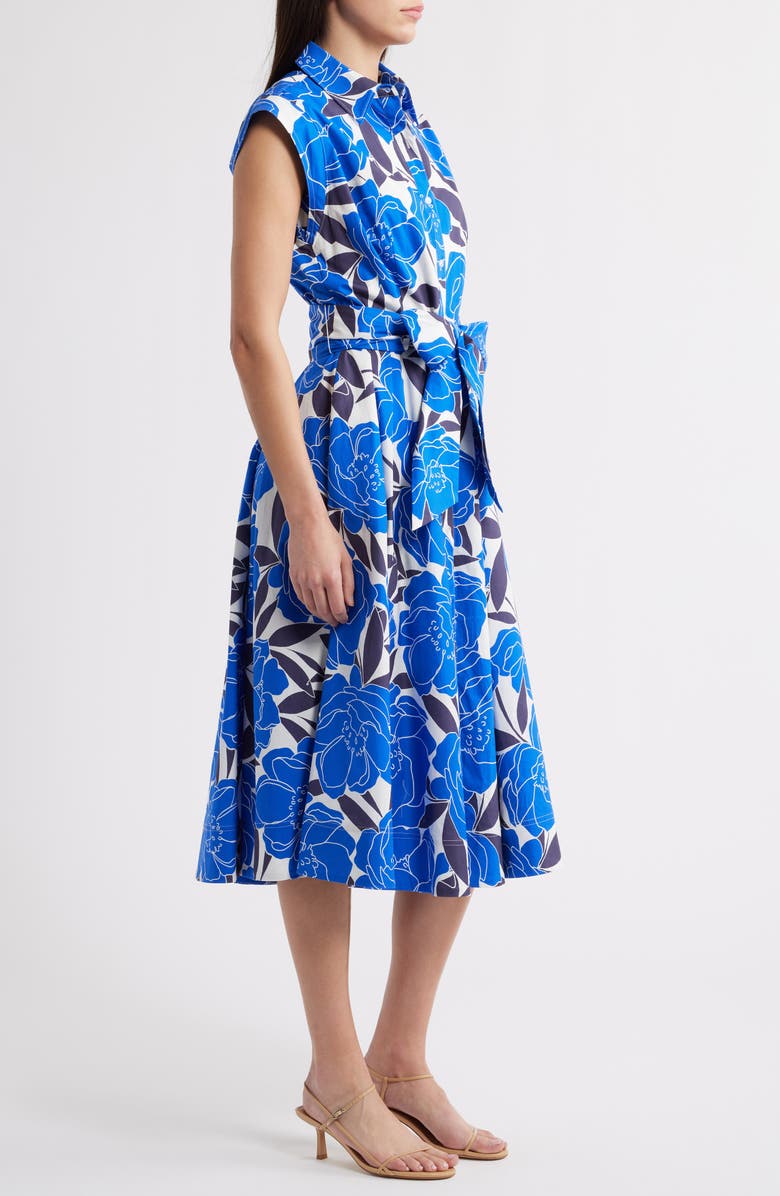 Milly Jules Camellia Floral Belted Poplin Fit & Flare Dress, Alternate, color, 