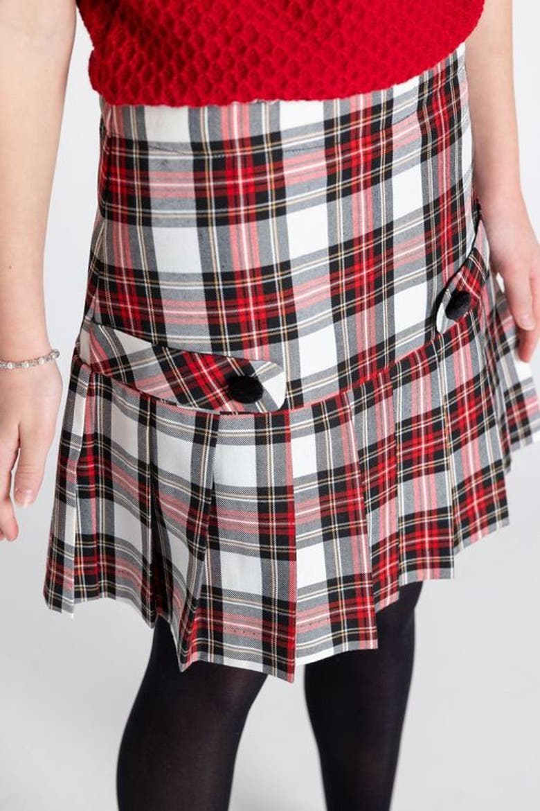 Plaid Pleated Skirt, Alternate, color, Red and White Plaid