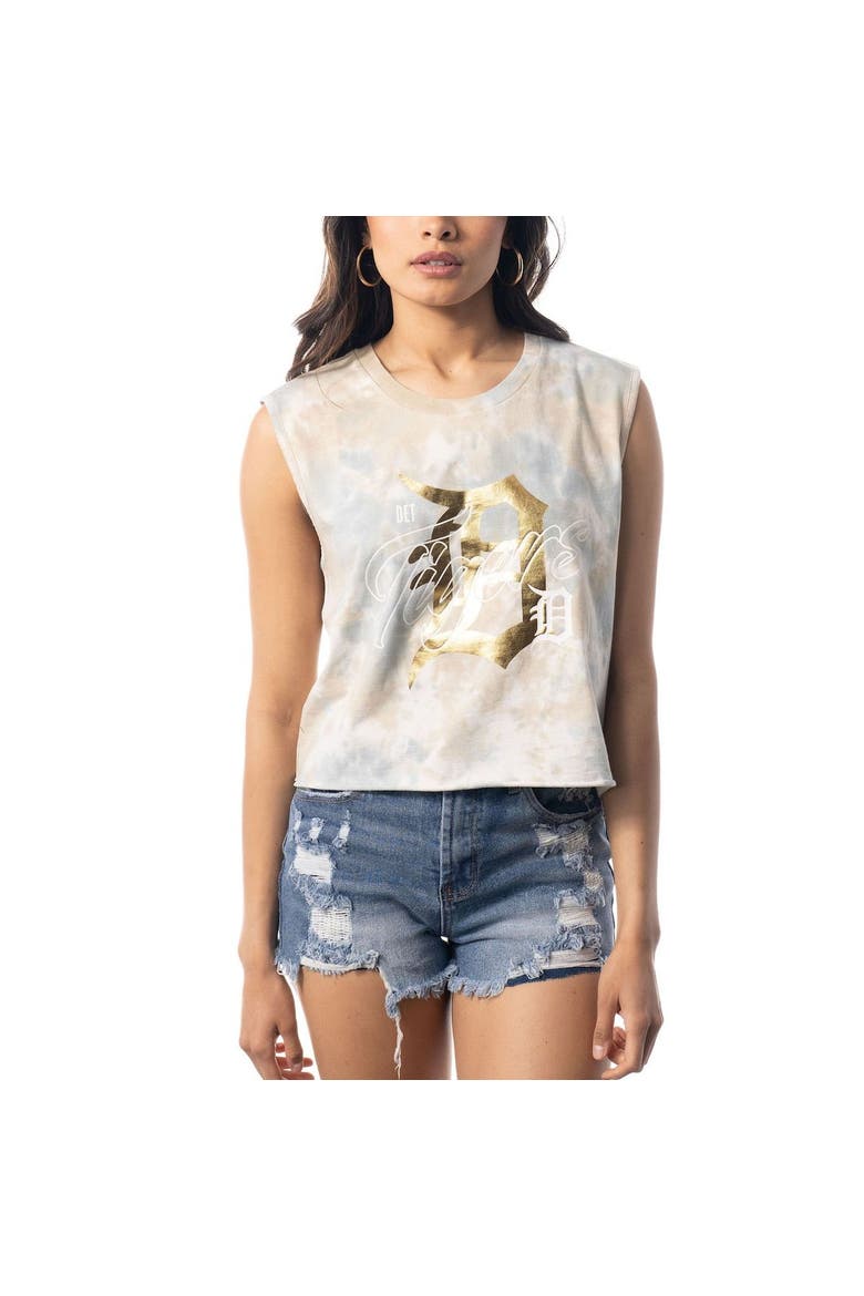 Women's The Wild Collective White Detroit Tigers Washed Muscle Tank Top, Alternate, color, White
