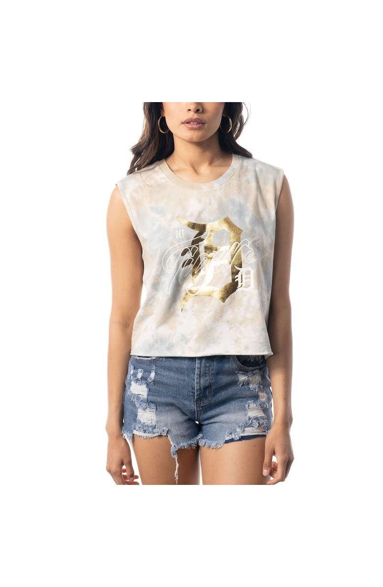 THE WILD COLLECTIVE Women's The Wild Collective White Detroit Tigers Washed Muscle Tank Top, Alternate, color, White