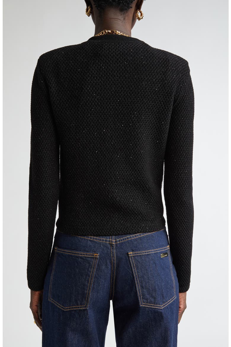 Microsequin Cotton Blend Cardigan, Alternate, color, BLACK