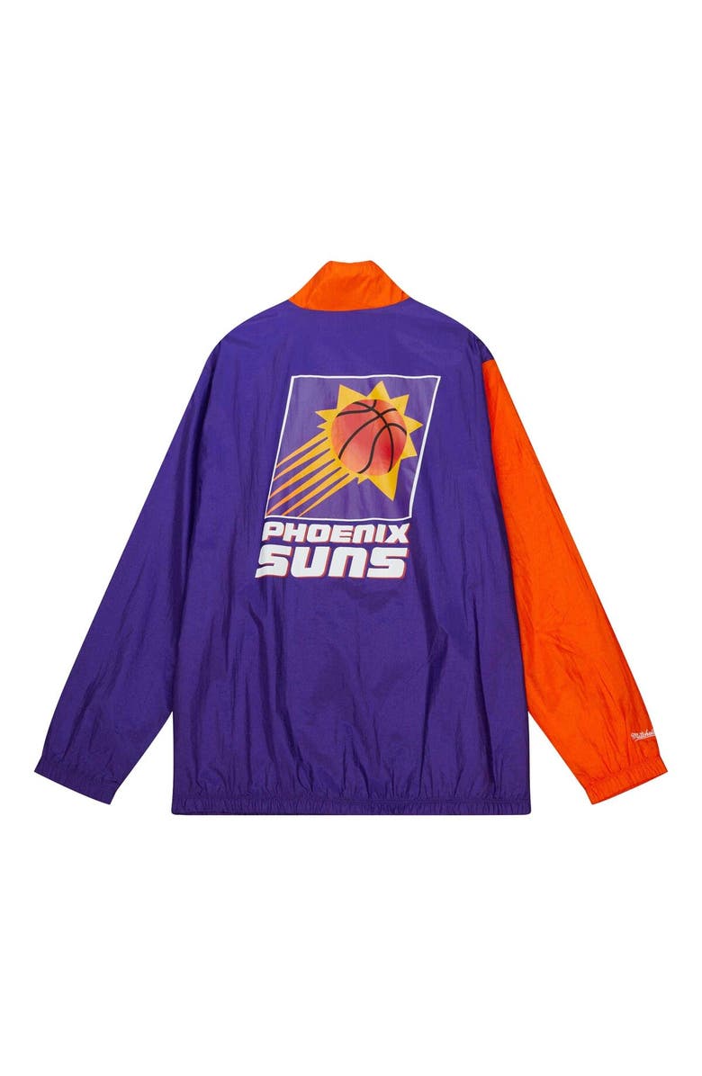 Mitchell & Ness Men's Mitchell & Ness White/Orange Phoenix Suns Hardwood Classics Arched Retro Lined Full-Zip Windbreaker Jacket, Alternate, color,