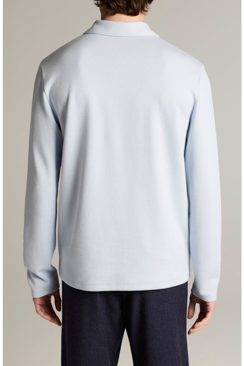 Blurred Birdseye Long Sleeve Johnny Polo, Alternate, color, GLACIER/ OFF WHITE