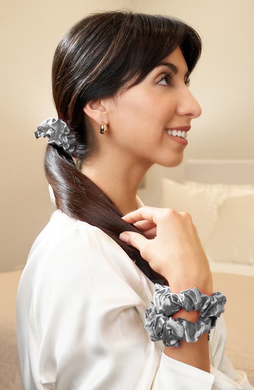 Blissy 3-pack Silk Scrunchies In Silver